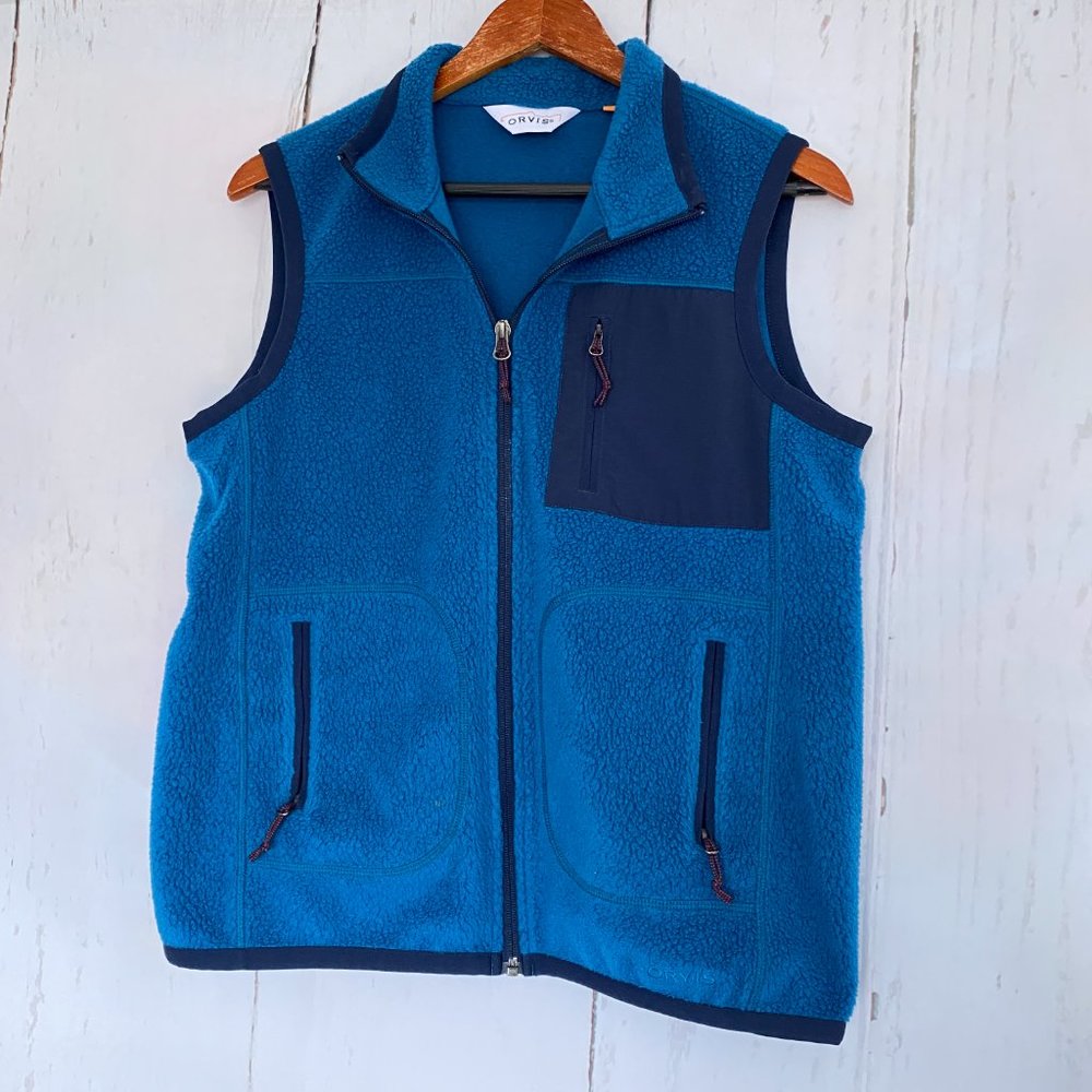 ORVIS Womens Vest Full Zip Blue Hiking Camping Fishing Top Size Small S